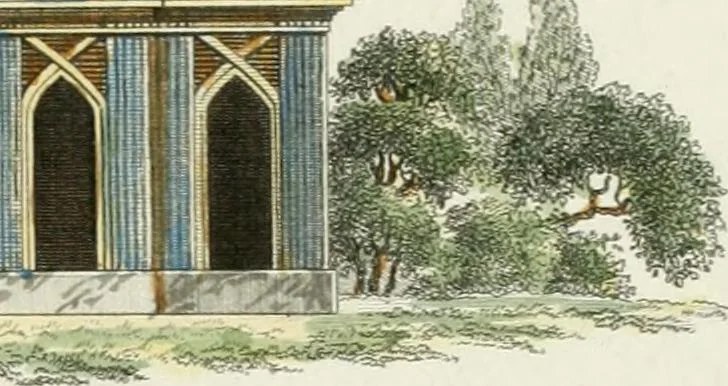 An illustration from Magazijn van tuin-sieraaden, of, Verzameling van modellen van aanleg en sieraad, voor groote en kleine lust-hoven, voorn amelijk van dezulke die, met weinig kosten, te maaken zijn, 1802, leaf 10