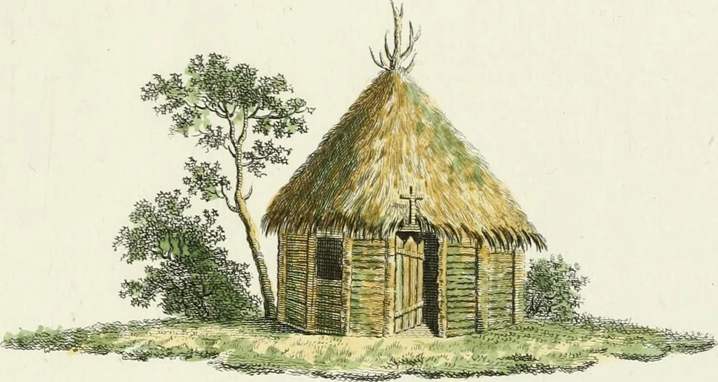 An illustration from Magazijn van tuin-sieraaden, of, Verzameling van modellen van aanleg en sieraad, voor groote en kleine lust-hoven, voorn amelijk van dezulke die, met weinig kosten, te maaken zijn, 1802, leaf 12