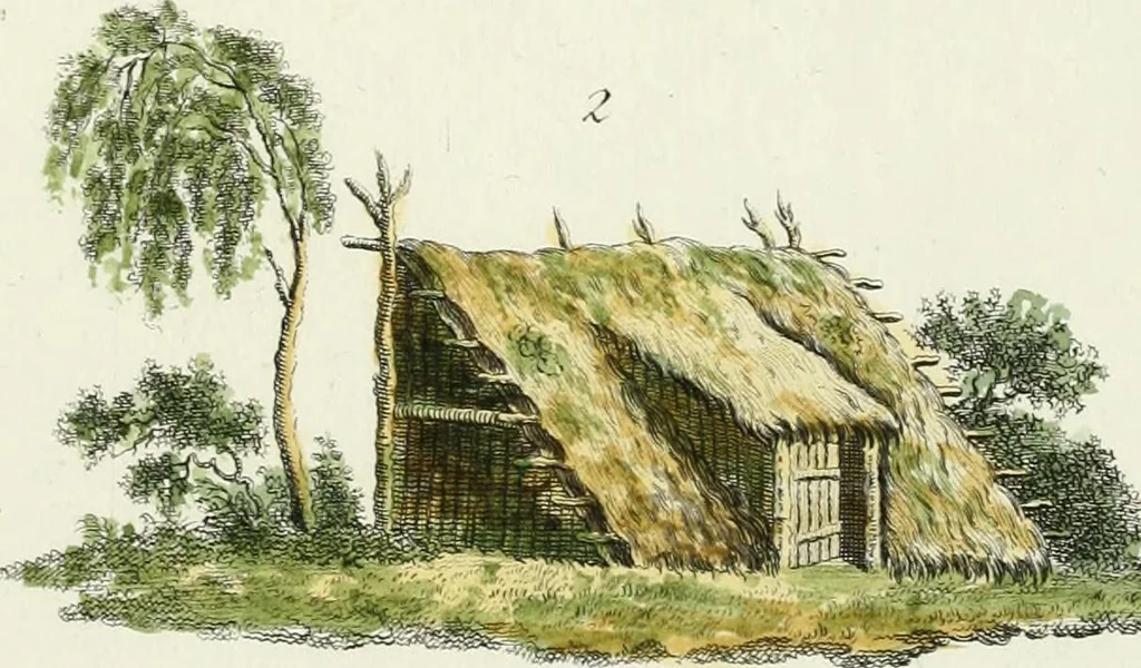 An illustration from Magazijn van tuin-sieraaden, of, Verzameling van modellen van aanleg en sieraad, voor groote en kleine lust-hoven, voorn amelijk van dezulke die, met weinig kosten, te maaken zijn, 1802, leaf 12