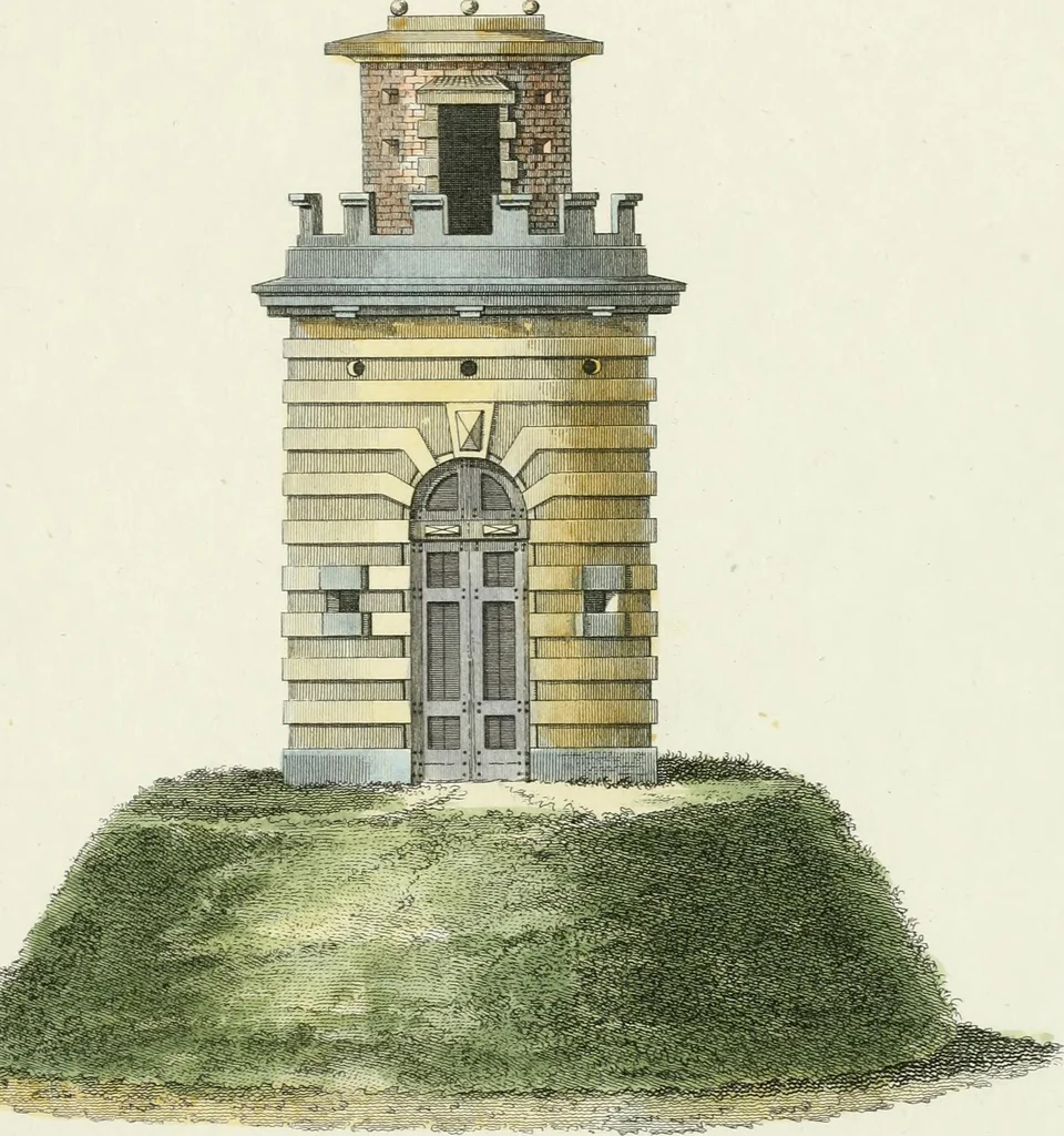 An illustration from Magazijn van tuin-sieraaden, of, Verzameling van modellen van aanleg en sieraad, voor groote en kleine lust-hoven, voorn amelijk van dezulke die, met weinig kosten, te maaken zijn, 1802, leaf 16