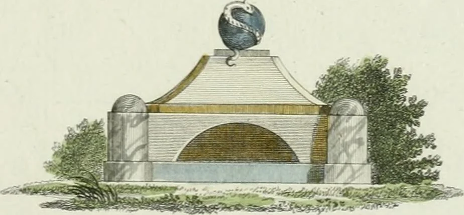 An illustration from Magazijn van tuin-sieraaden, of, Verzameling van modellen van aanleg en sieraad, voor groote en kleine lust-hoven, voorn amelijk van dezulke die, met weinig kosten, te maaken zijn, 1802, leaf 12