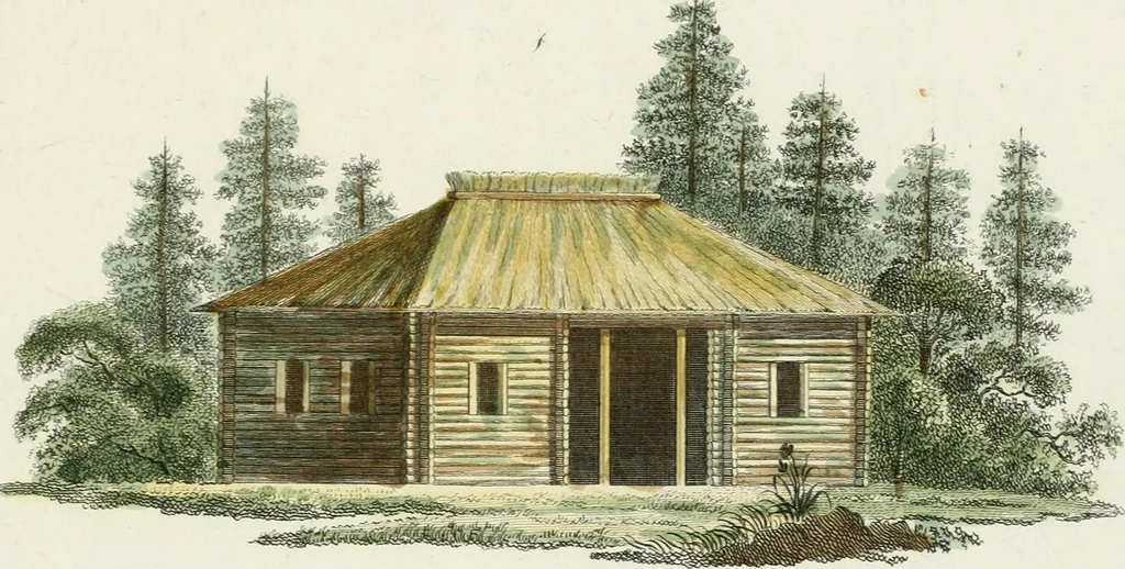 An illustration from Magazijn van tuin-sieraaden, of, Verzameling van modellen van aanleg en sieraad, voor groote en kleine lust-hoven, voorn amelijk van dezulke die, met weinig kosten, te maaken zijn, 1802, leaf 6