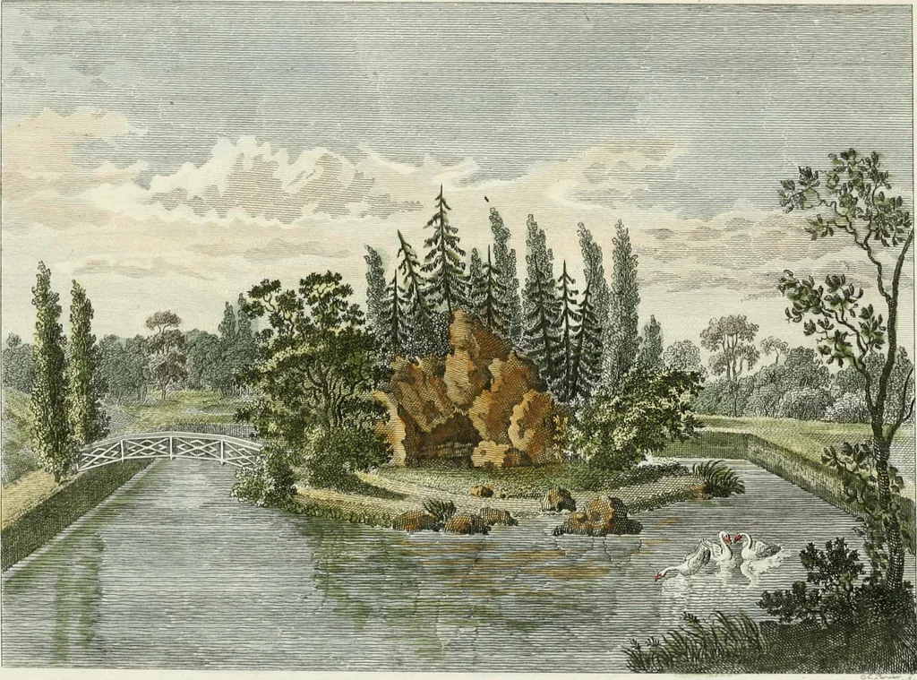 An illustration from Magazijn van tuin-sieraaden, of, Verzameling van modellen van aanleg en sieraad, voor groote en kleine lust-hoven, voorn amelijk van dezulke die, met weinig kosten, te maaken zijn, 1802, leaf 11