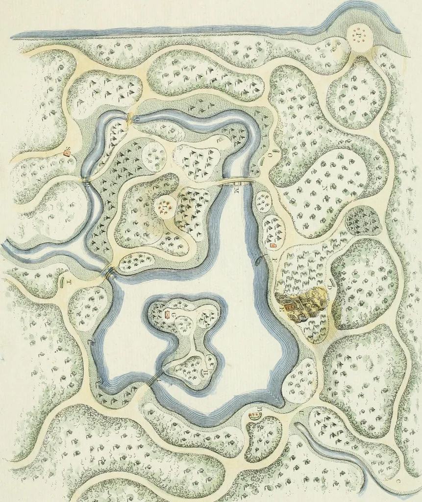 An illustration from Magazijn van tuin-sieraaden, of, Verzameling van modellen van aanleg en sieraad, voor groote en kleine lust-hoven, voorn amelijk van dezulke die, met weinig kosten, te maaken zijn, 1802, leaf 22