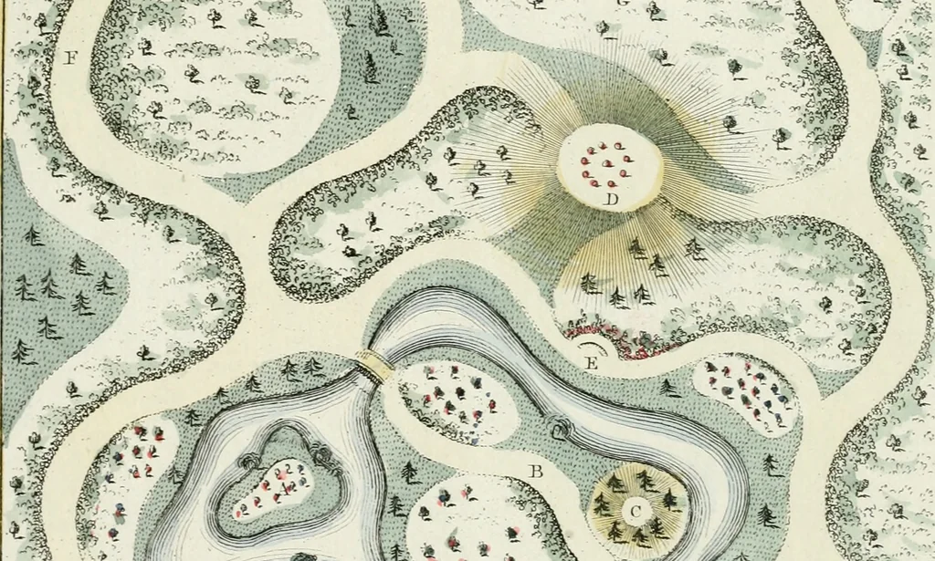 An illustration from Magazijn van tuin-sieraaden, of, Verzameling van modellen van aanleg en sieraad, voor groote en kleine lust-hoven, voorn amelijk van dezulke die, met weinig kosten, te maaken zijn, 1802, leaf 20