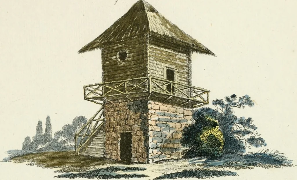 An illustration from Magazijn van tuin-sieraaden, of, Verzameling van modellen van aanleg en sieraad, voor groote en kleine lust-hoven, voorn amelijk van dezulke die, met weinig kosten, te maaken zijn, 1802, leaf 6