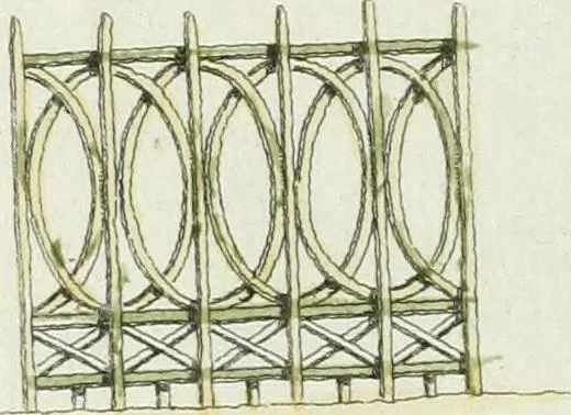 An illustration from Magazijn van tuin-sieraaden, of, Verzameling van modellen van aanleg en sieraad, voor groote en kleine lust-hoven, voorn amelijk van dezulke die, met weinig kosten, te maaken zijn, 1802, leaf 12