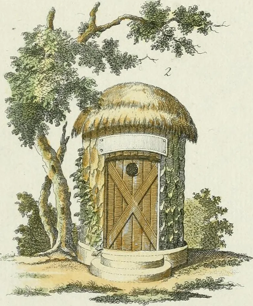 An illustration from Magazijn van tuin-sieraaden, of, Verzameling van modellen van aanleg en sieraad, voor groote en kleine lust-hoven, voorn amelijk van dezulke die, met weinig kosten, te maaken zijn, 1802, leaf 6