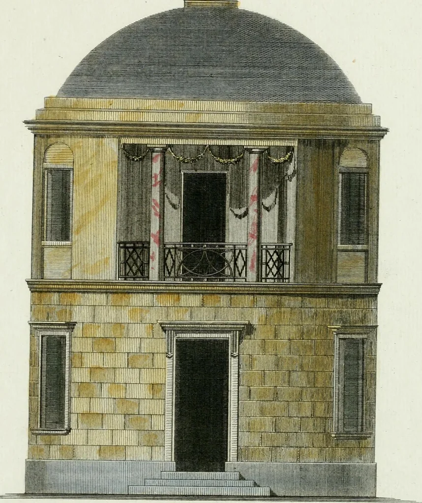 An illustration from Magazijn van tuin-sieraaden, of, Verzameling van modellen van aanleg en sieraad, voor groote en kleine lust-hoven, voorn amelijk van dezulke die, met weinig kosten, te maaken zijn, 1802, leaf 12