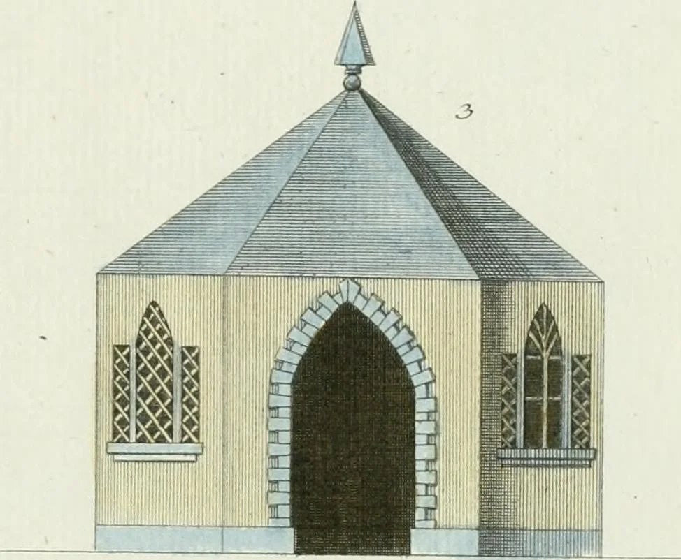 An illustration from Magazijn van tuin-sieraaden, of, Verzameling van modellen van aanleg en sieraad, voor groote en kleine lust-hoven, voorn amelijk van dezulke die, met weinig kosten, te maaken zijn, 1802, leaf 6