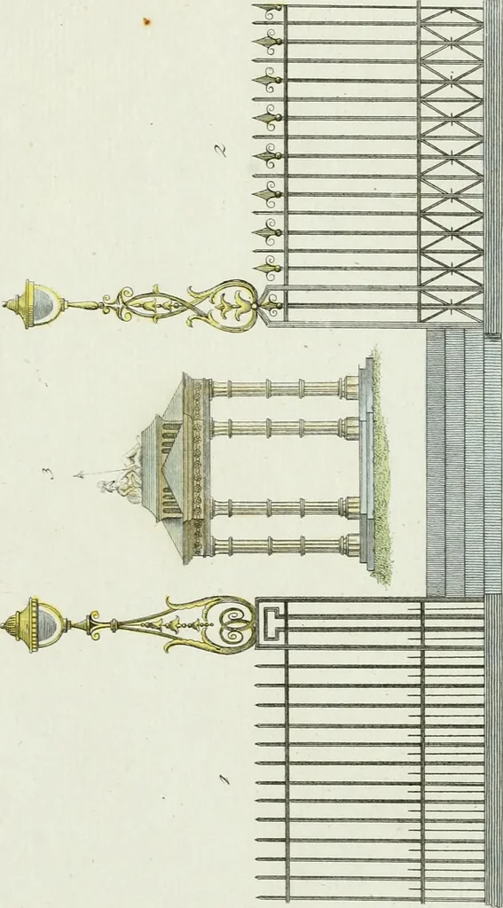 An illustration from Magazijn van tuin-sieraaden, of, Verzameling van modellen van aanleg en sieraad, voor groote en kleine lust-hoven, voorn amelijk van dezulke die, met weinig kosten, te maaken zijn, 1802, leaf 12