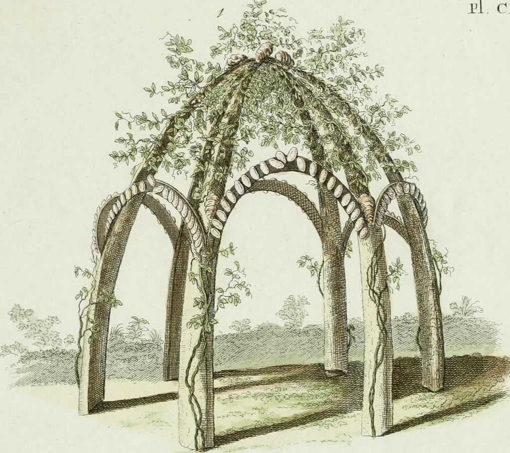 An illustration from Magazijn van tuin-sieraaden, of, Verzameling van modellen van aanleg en sieraad, voor groote en kleine lust-hoven, voorn amelijk van dezulke die, met weinig kosten, te maaken zijn, 1802, leaf 16