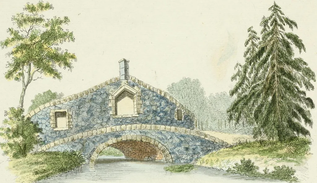 An illustration from Magazijn van tuin-sieraaden, of, Verzameling van modellen van aanleg en sieraad, voor groote en kleine lust-hoven, voorn amelijk van dezulke die, met weinig kosten, te maaken zijn, 1802, leaf 14