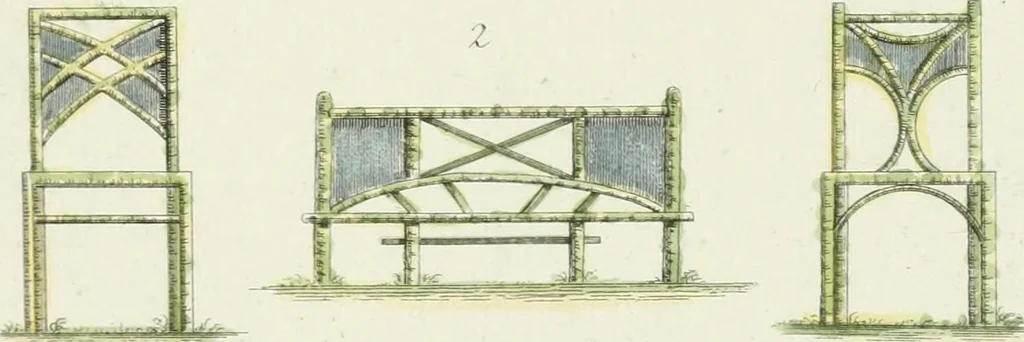 An illustration from Magazijn van tuin-sieraaden, of, Verzameling van modellen van aanleg en sieraad, voor groote en kleine lust-hoven, voorn amelijk van dezulke die, met weinig kosten, te maaken zijn, 1802, leaf 6