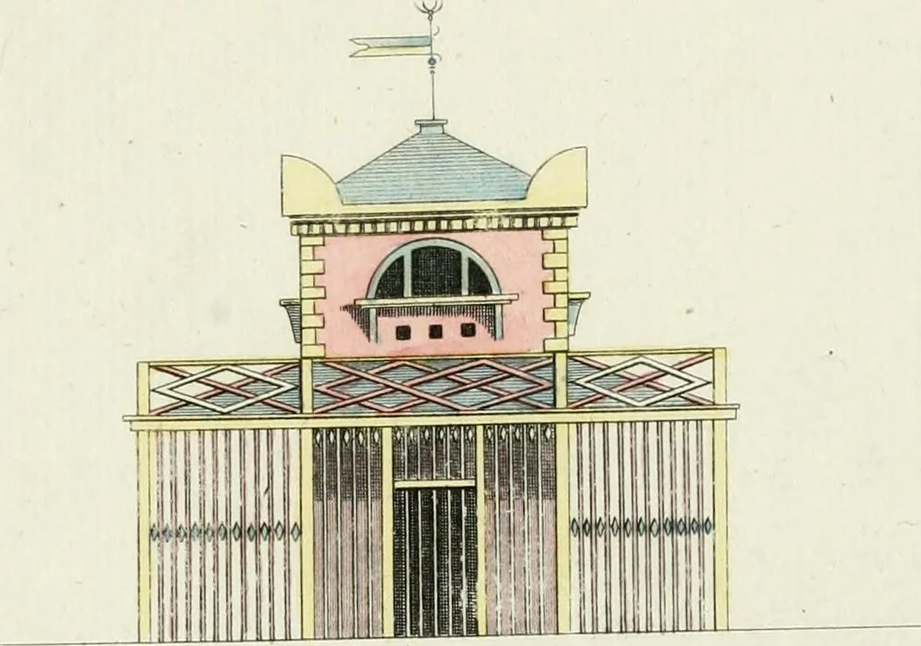 An illustration from Magazijn van tuin-sieraaden, of, Verzameling van modellen van aanleg en sieraad, voor groote en kleine lust-hoven, voorn amelijk van dezulke die, met weinig kosten, te maaken zijn, 1802, leaf 8