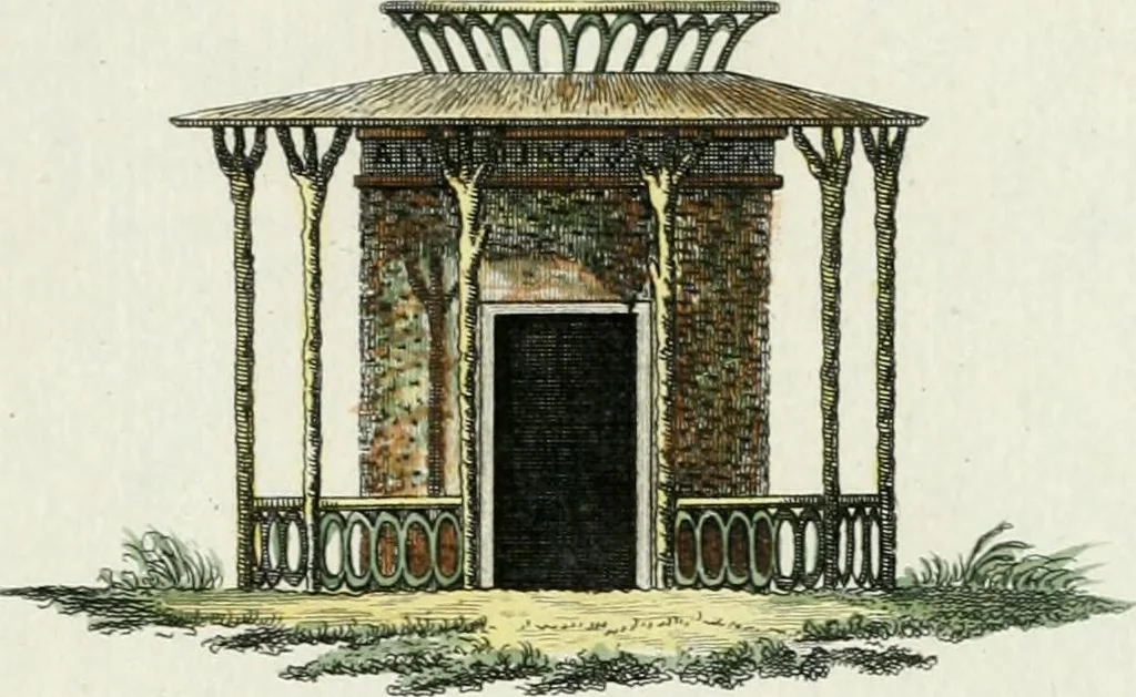 An illustration from Magazijn van tuin-sieraaden, of, Verzameling van modellen van aanleg en sieraad, voor groote en kleine lust-hoven, voorn amelijk van dezulke die, met weinig kosten, te maaken zijn, 1802, leaf 10