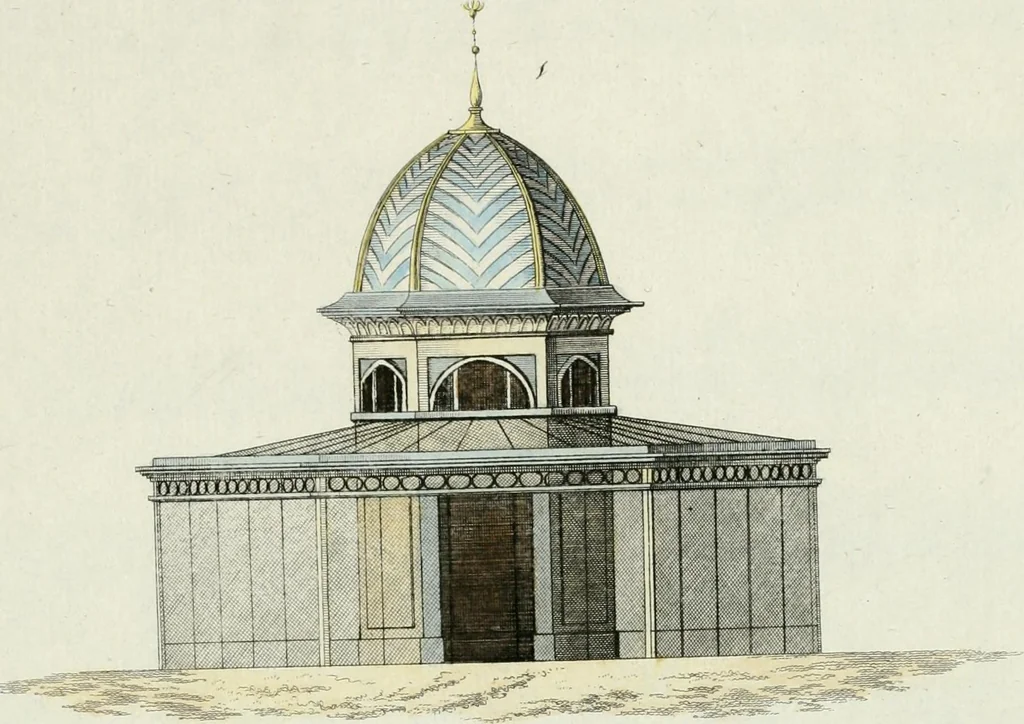An illustration from Magazijn van tuin-sieraaden, of, Verzameling van modellen van aanleg en sieraad, voor groote en kleine lust-hoven, voorn amelijk van dezulke die, met weinig kosten, te maaken zijn, 1802, leaf 8