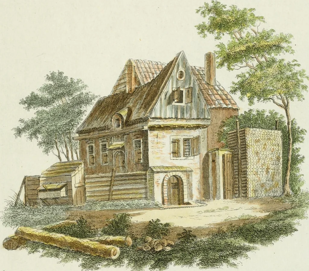 An illustration from Magazijn van tuin-sieraaden, of, Verzameling van modellen van aanleg en sieraad, voor groote en kleine lust-hoven, voorn amelijk van dezulke die, met weinig kosten, te maaken zijn, 1802, leaf 16