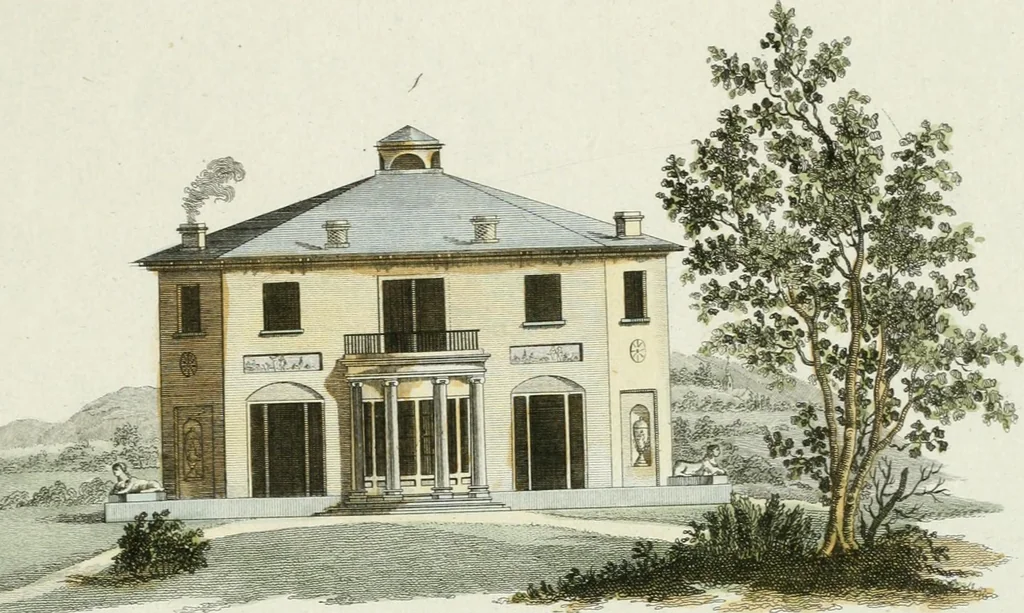 An illustration from Magazijn van tuin-sieraaden, of, Verzameling van modellen van aanleg en sieraad, voor groote en kleine lust-hoven, voorn amelijk van dezulke die, met weinig kosten, te maaken zijn, 1802, leaf 8