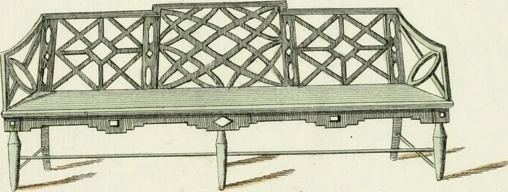 An illustration from Magazijn van tuin-sieraaden, of, Verzameling van modellen van aanleg en sieraad, voor groote en kleine lust-hoven, voorn amelijk van dezulke die, met weinig kosten, te maaken zijn, 1802, leaf 14