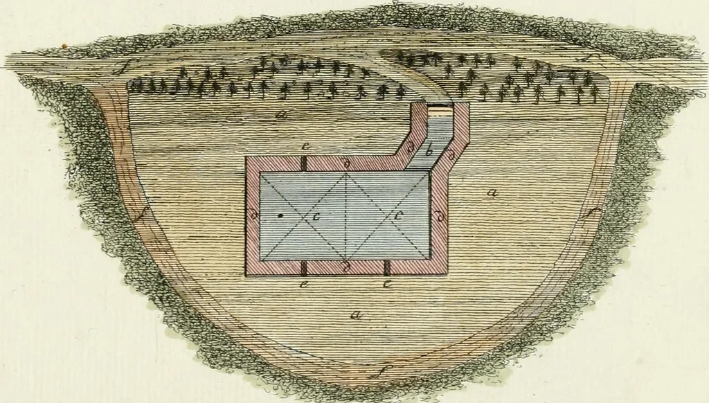 An illustration from Magazijn van tuin-sieraaden, of, Verzameling van modellen van aanleg en sieraad, voor groote en kleine lust-hoven, voorn amelijk van dezulke die, met weinig kosten, te maaken zijn, 1802, leaf 6
