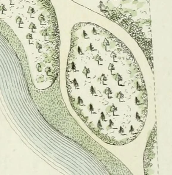 An illustration from Magazijn van tuin-sieraaden, of, Verzameling van modellen van aanleg en sieraad, voor groote en kleine lust-hoven, voorn amelijk van dezulke die, met weinig kosten, te maaken zijn, 1802, leaf 20
