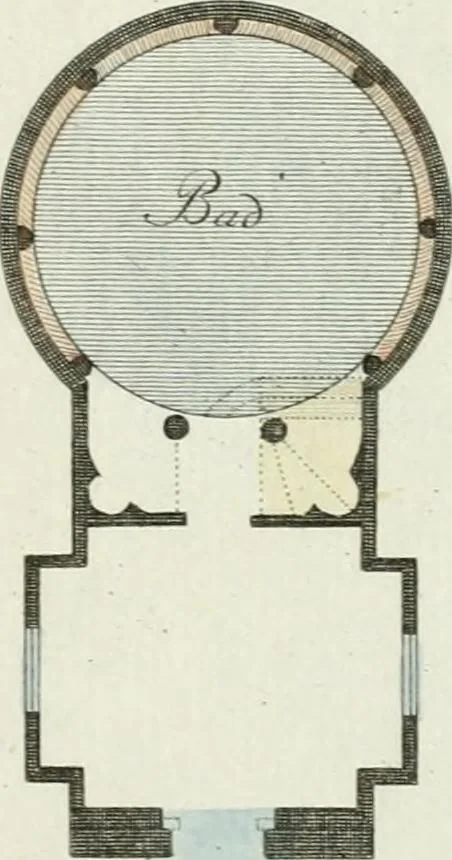 An illustration from Magazijn van tuin-sieraaden, of, Verzameling van modellen van aanleg en sieraad, voor groote en kleine lust-hoven, voorn amelijk van dezulke die, met weinig kosten, te maaken zijn, 1802, leaf 6