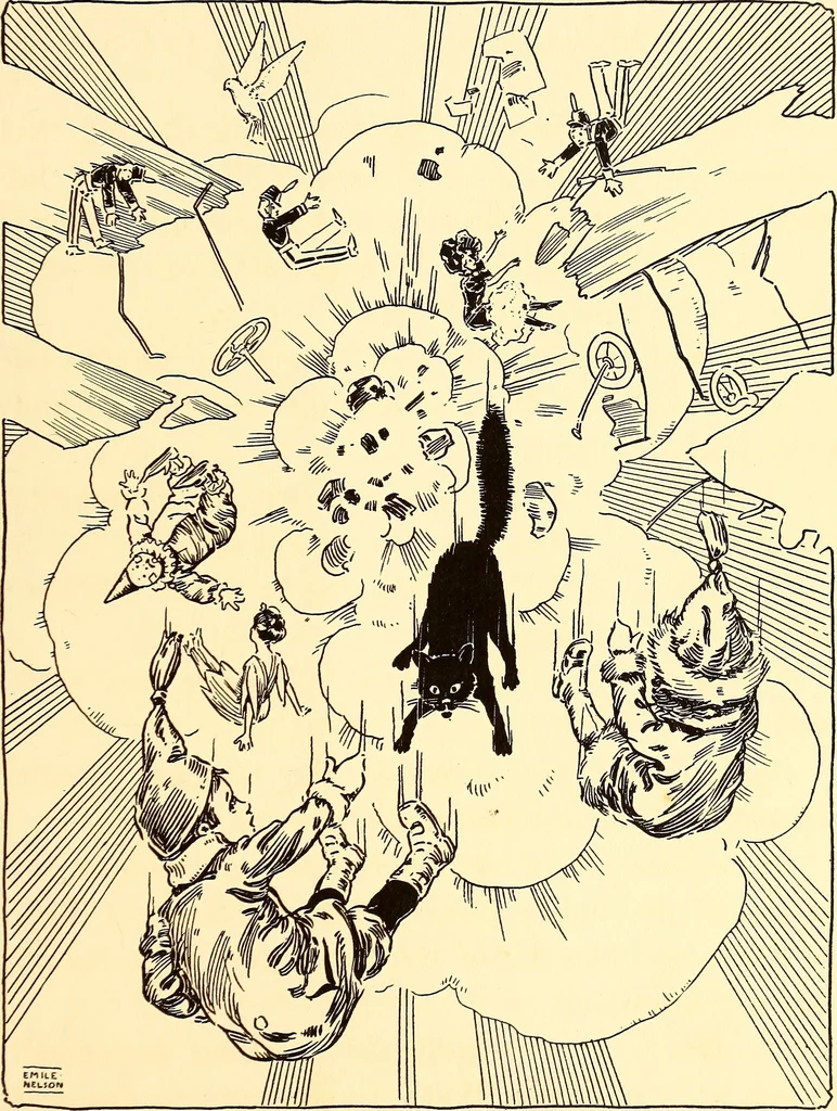 An illustration from The magic aeroplane; a fairy tale, 1911, leaf 110