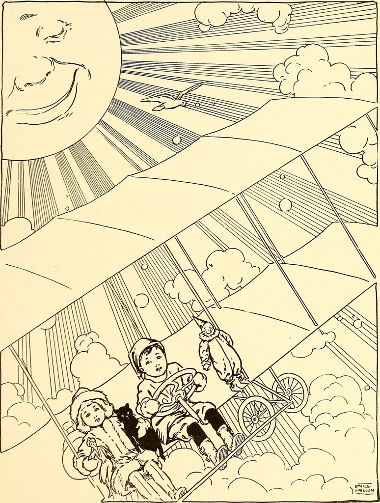 An illustration from The magic aeroplane; a fairy tale, 1911, leaf 68