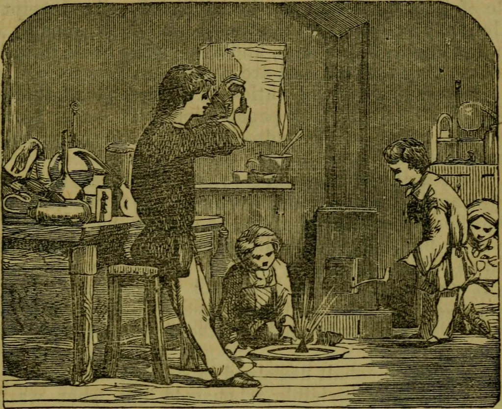 An illustration from The magician's own book, or The whole art of conjuring, 1862, leaf 100