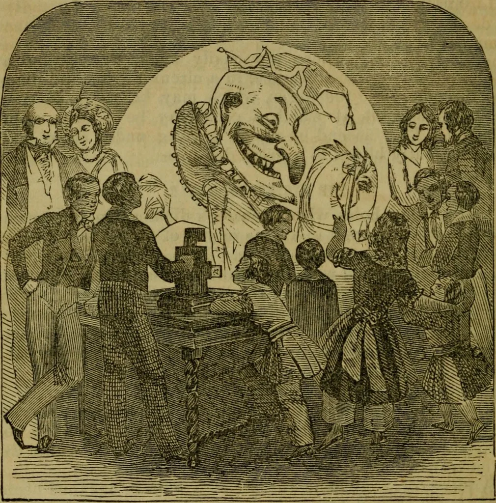 An illustration from The magician's own book, or The whole art of conjuring, 1862, leaf 175