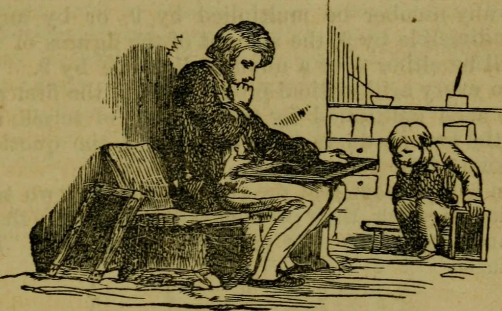 An illustration from The magician's own book, or The whole art of conjuring, 1862, leaf 216