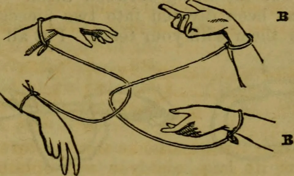 An illustration from The magician's own book, or The whole art of conjuring, 1862, leaf 28