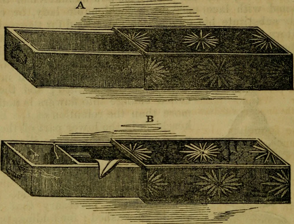 An illustration from The magician's own book, or The whole art of conjuring, 1862, leaf 57