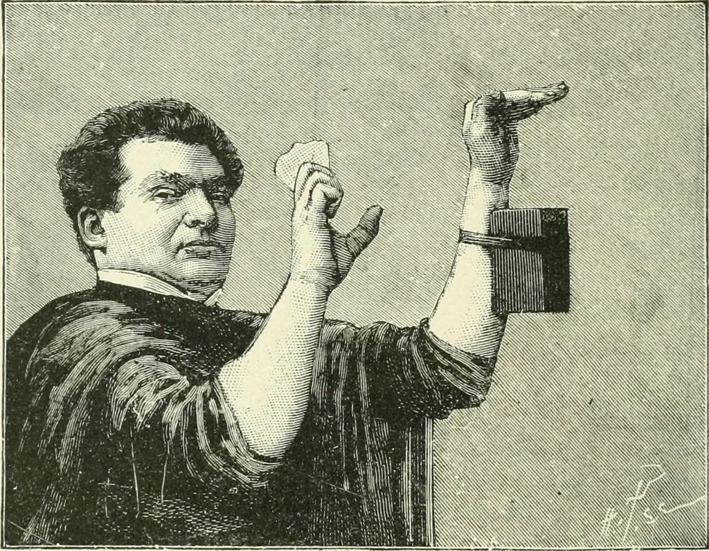 An illustration from Magic; stage illusions and scientific diversions, including trick photography, 1897, leaf 195