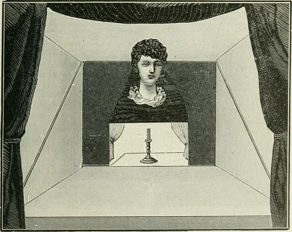 An illustration from Magic; stage illusions and scientific diversions, including trick photography, 1897, leaf 96