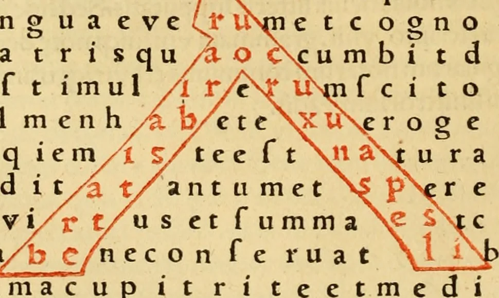 An illustration from Magnencij Rabani Mauri De laudib[us] sancte Crucis opus erudicione versu prosaq[ue] mirificum, 1503, leaf 105