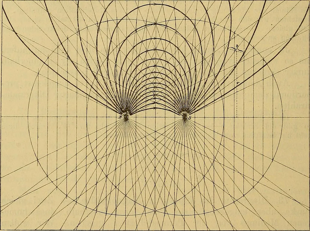 An illustration from Magnetische Kraftfelder : die Erscheinungen des Magnetismus, Elektromagnetismus und der Induktion dargestellt auf Grund des Kraftlinien-Begriffe, 1905, leaf 105