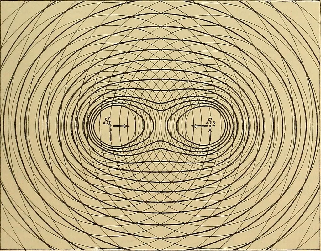 An illustration from Magnetische Kraftfelder : die Erscheinungen des Magnetismus, Elektromagnetismus und der Induktion dargestellt auf Grund des Kraftlinien-Begriffe, 1905, leaf 182