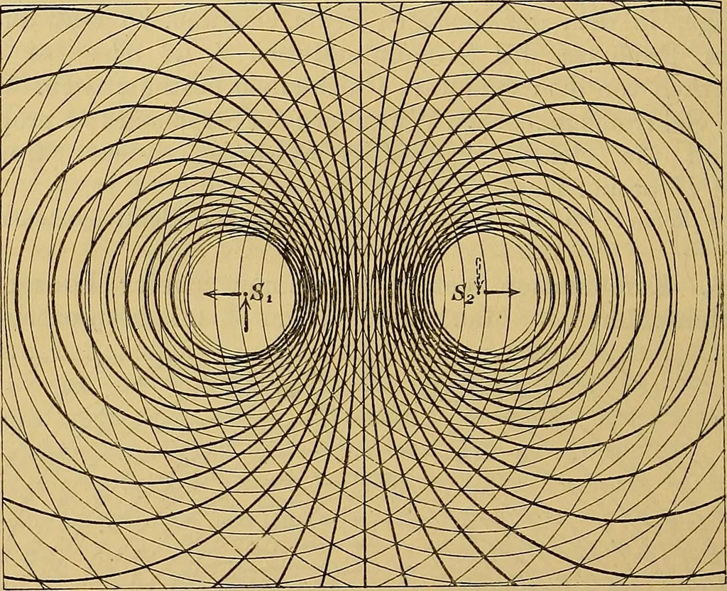 An illustration from Magnetische Kraftfelder : die Erscheinungen des Magnetismus, Elektromagnetismus und der Induktion dargestellt auf Grund des Kraftlinien-Begriffe, 1905, leaf 183