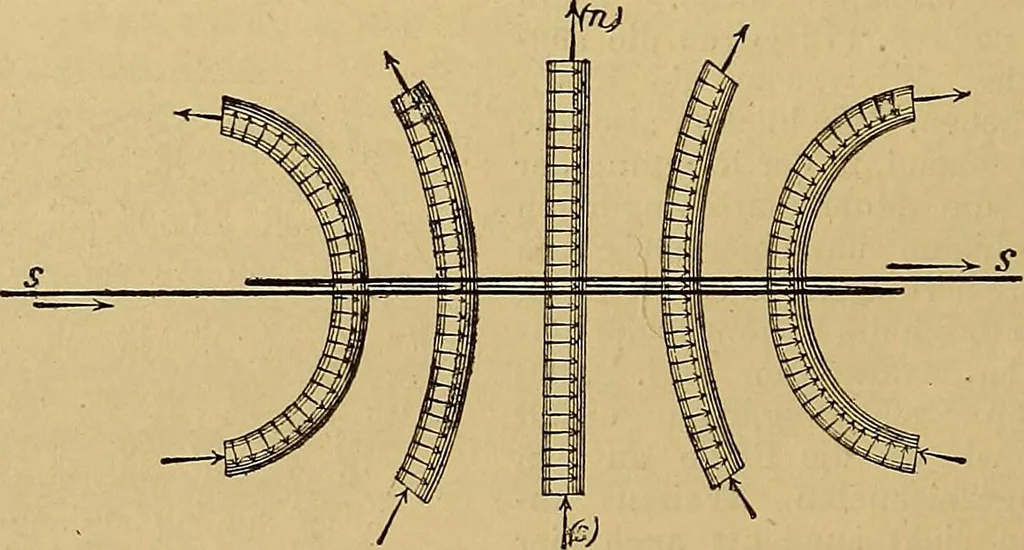 An illustration from Magnetische Kraftfelder : die Erscheinungen des Magnetismus, Elektromagnetismus und der Induktion dargestellt auf Grund des Kraftlinien-Begriffe, 1905, leaf 201