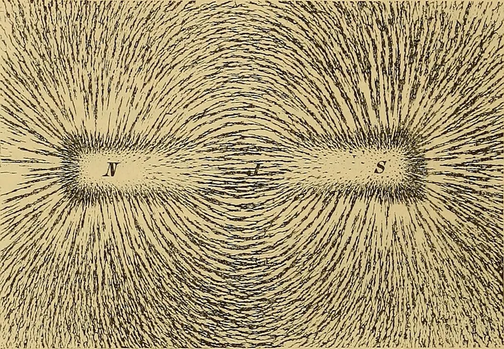 An illustration from Magnetische Kraftfelder : die Erscheinungen des Magnetismus, Elektromagnetismus und der Induktion dargestellt auf Grund des Kraftlinien-Begriffe, 1905, leaf 31
