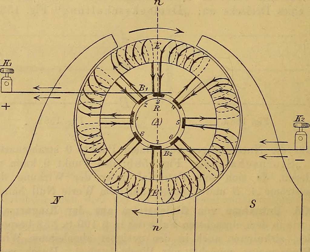 An illustration from Magnetische Kraftfelder : die Erscheinungen des Magnetismus, Elektromagnetismus und der Induktion dargestellt auf Grund des Kraftlinien-Begriffe, 1905, leaf 391