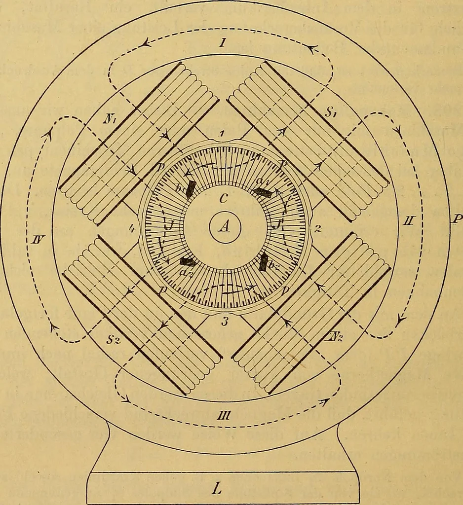 An illustration from Magnetische Kraftfelder : die Erscheinungen des Magnetismus, Elektromagnetismus und der Induktion dargestellt auf Grund des Kraftlinien-Begriffe, 1905, leaf 397