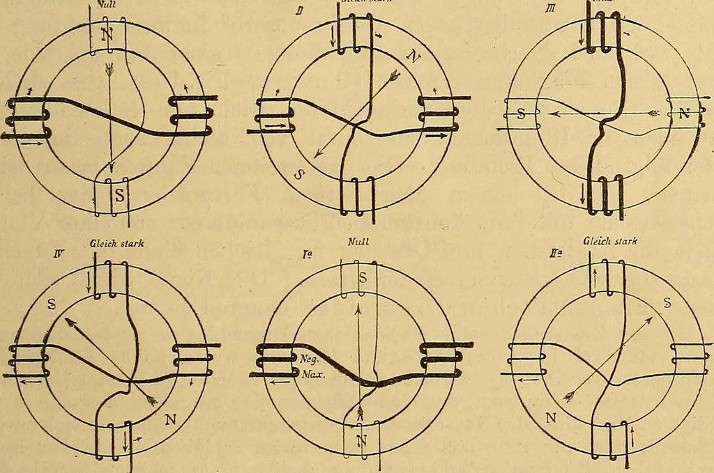 An illustration from Magnetische Kraftfelder : die Erscheinungen des Magnetismus, Elektromagnetismus und der Induktion dargestellt auf Grund des Kraftlinien-Begriffe, 1905, leaf 404
