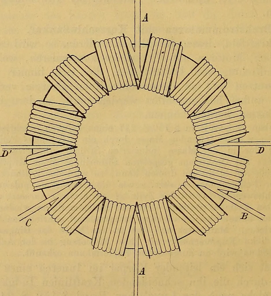 An illustration from Magnetische Kraftfelder : die Erscheinungen des Magnetismus, Elektromagnetismus und der Induktion dargestellt auf Grund des Kraftlinien-Begriffe, 1905, leaf 407