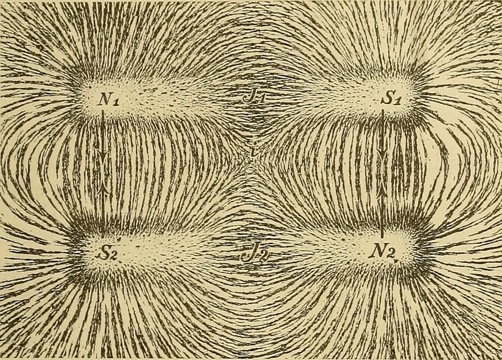An illustration from Magnetische Kraftfelder : die Erscheinungen des Magnetismus, Elektromagnetismus und der Induktion dargestellt auf Grund des Kraftlinien-Begriffe, 1905, leaf 50