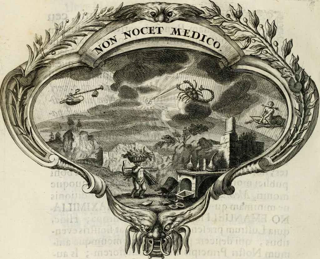 An illustration from Magnus in ortu; maximus in meridie; major in occasu : semperque serenissimus principum sol Maximilianus Emanuel, utr. Bav. & Palat. Sup. Dux., Com. Pal. Rheni, S.R. Imp. Archidap. & Elector, Landr. Leucht. &c., seu, Apparatus funebris litterarius extremis honoribus ejusdem Serenmi. ac Potentissimi Princ. Electoris adornatus, cùm in Elect. Templo Cler. Reg. solennes exequiae eidem piissimè defuncto electori celebrarentur, 1727, leaf 103