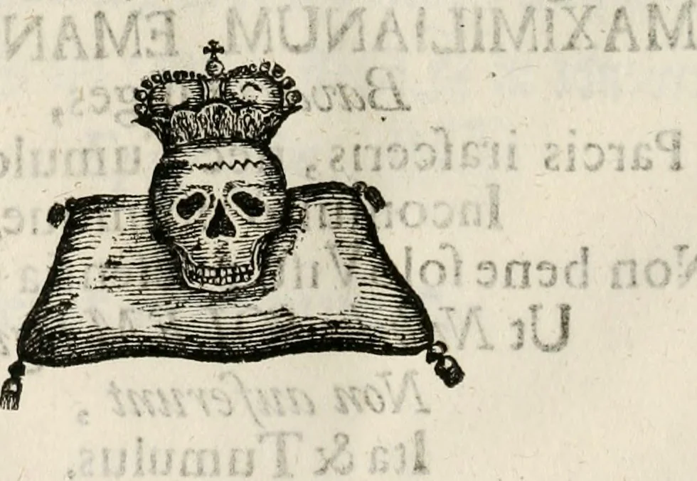 An illustration from Magnus in ortu; maximus in meridie; major in occasu : semperque serenissimus principum sol Maximilianus Emanuel, utr. Bav. & Palat. Sup. Dux., Com. Pal. Rheni, S.R. Imp. Archidap. & Elector, Landr. Leucht. &c., seu, Apparatus funebris litterarius extremis honoribus ejusdem Serenmi. ac Potentissimi Princ. Electoris adornatus, cùm in Elect. Templo Cler. Reg. solennes exequiae eidem piissimè defuncto electori celebrarentur, 1727, leaf 155