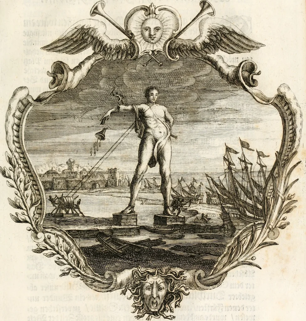An illustration from Magnus in ortu; maximus in meridie; major in occasu : semperque serenissimus principum sol Maximilianus Emanuel, utr. Bav. & Palat. Sup. Dux., Com. Pal. Rheni, S.R. Imp. Archidap. & Elector, Landr. Leucht. &c., seu, Apparatus funebris litterarius extremis honoribus ejusdem Serenmi. ac Potentissimi Princ. Electoris adornatus, cùm in Elect. Templo Cler. Reg. solennes exequiae eidem piissimè defuncto electori celebrarentur, 1727, leaf 190